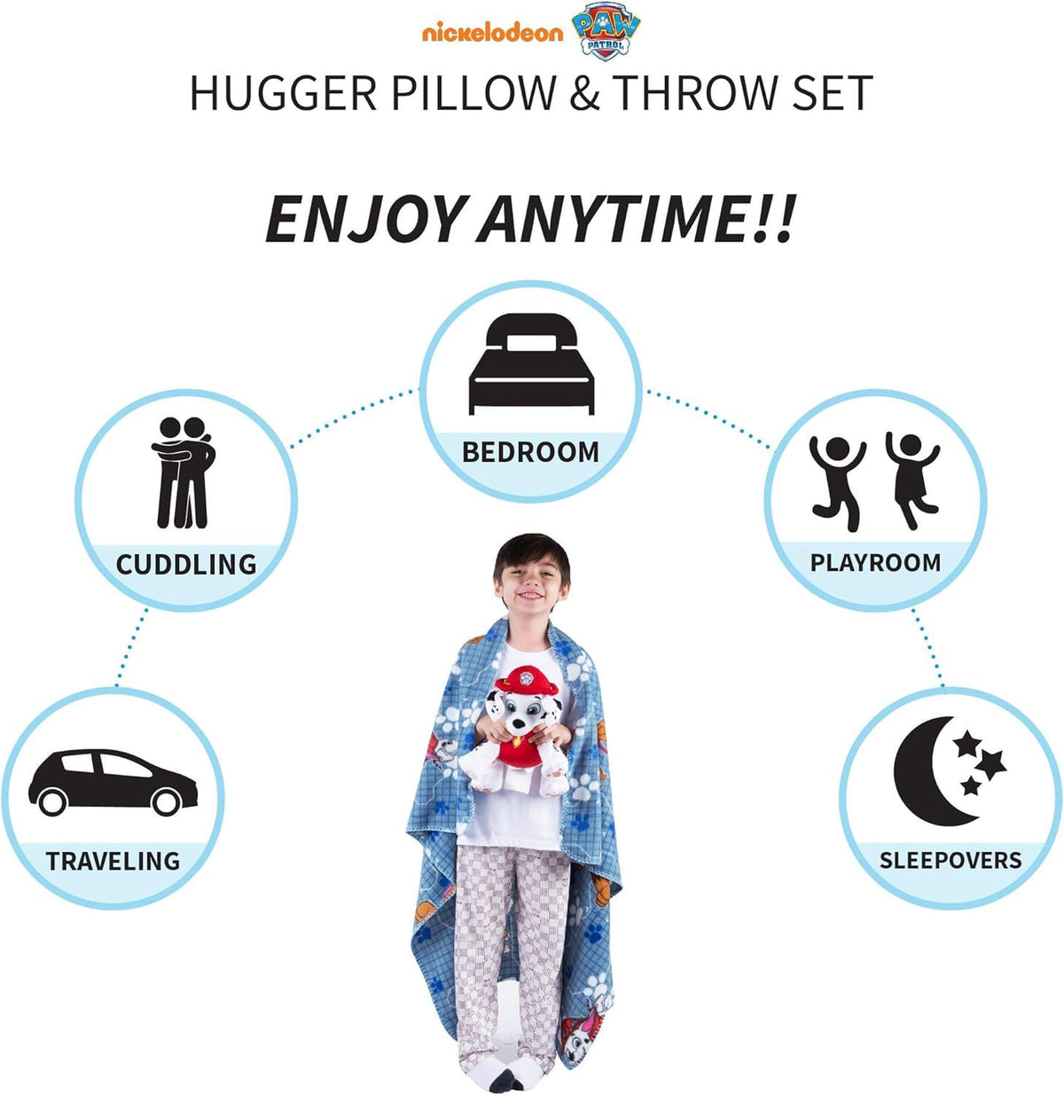 Franco Kids Paw Patrol Marshall Throw and Hugger Pillow Set, 40 in x 50 in