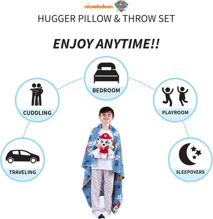 Franco Kids Paw Patrol Marshall Throw and Hugger Pillow Set, 40 in x 50 in