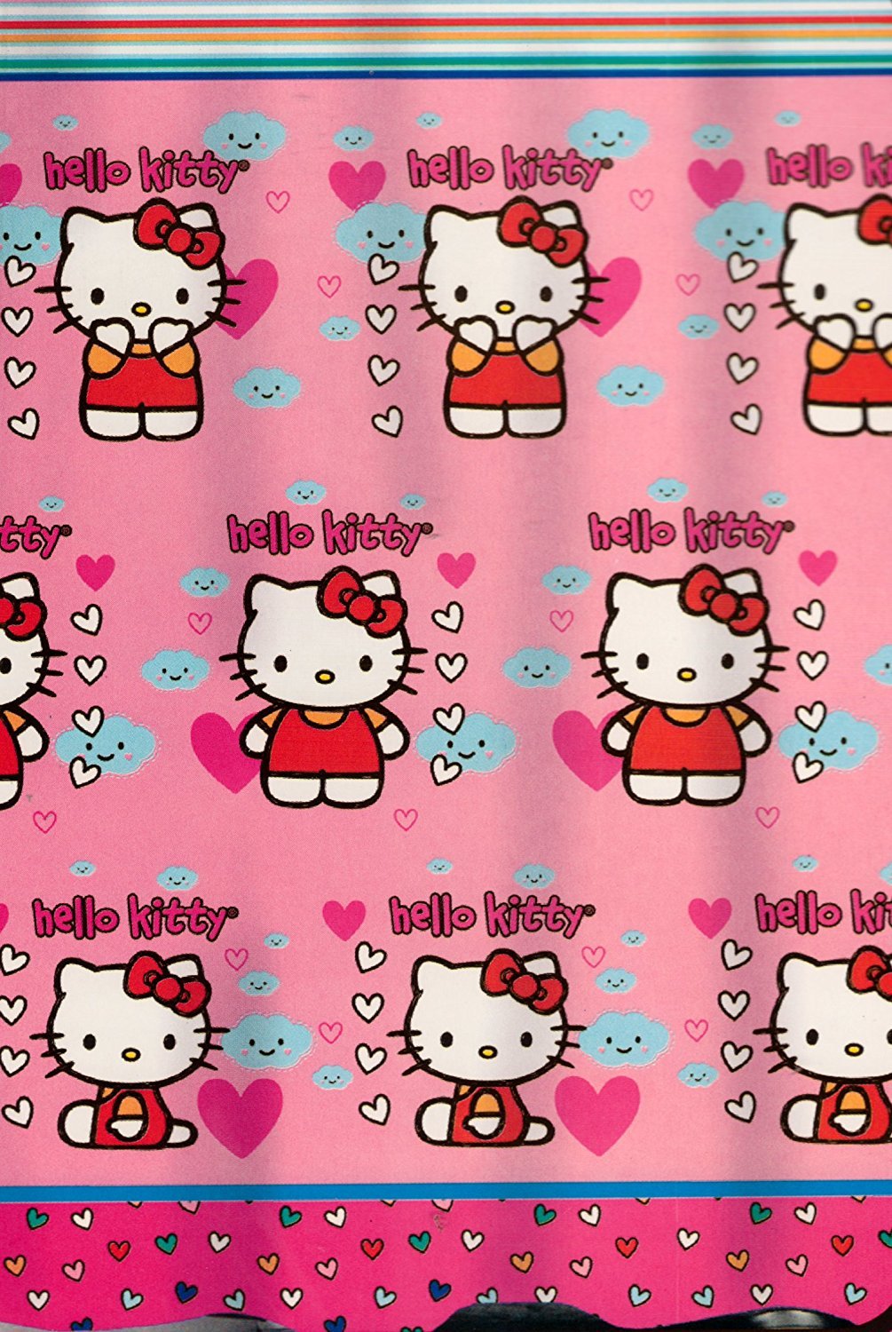 Hello Kitty Fluttering Hearts Fabric Shower Curtain