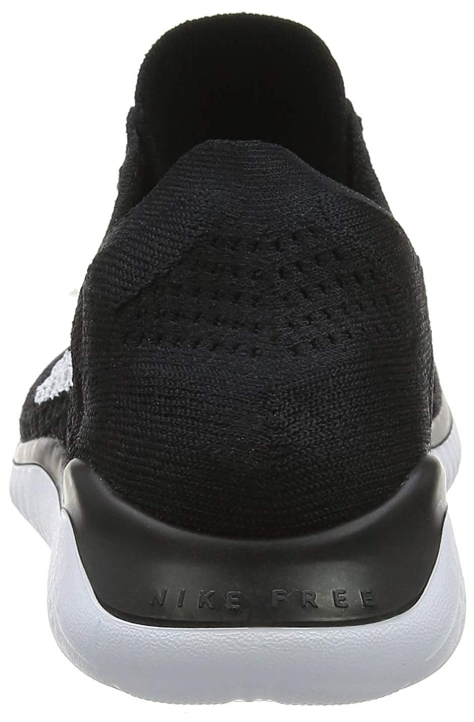 Nike Womens Free Rn Flyknit 2018 Low Top Lace Up Running, Black/White, Size 8.0