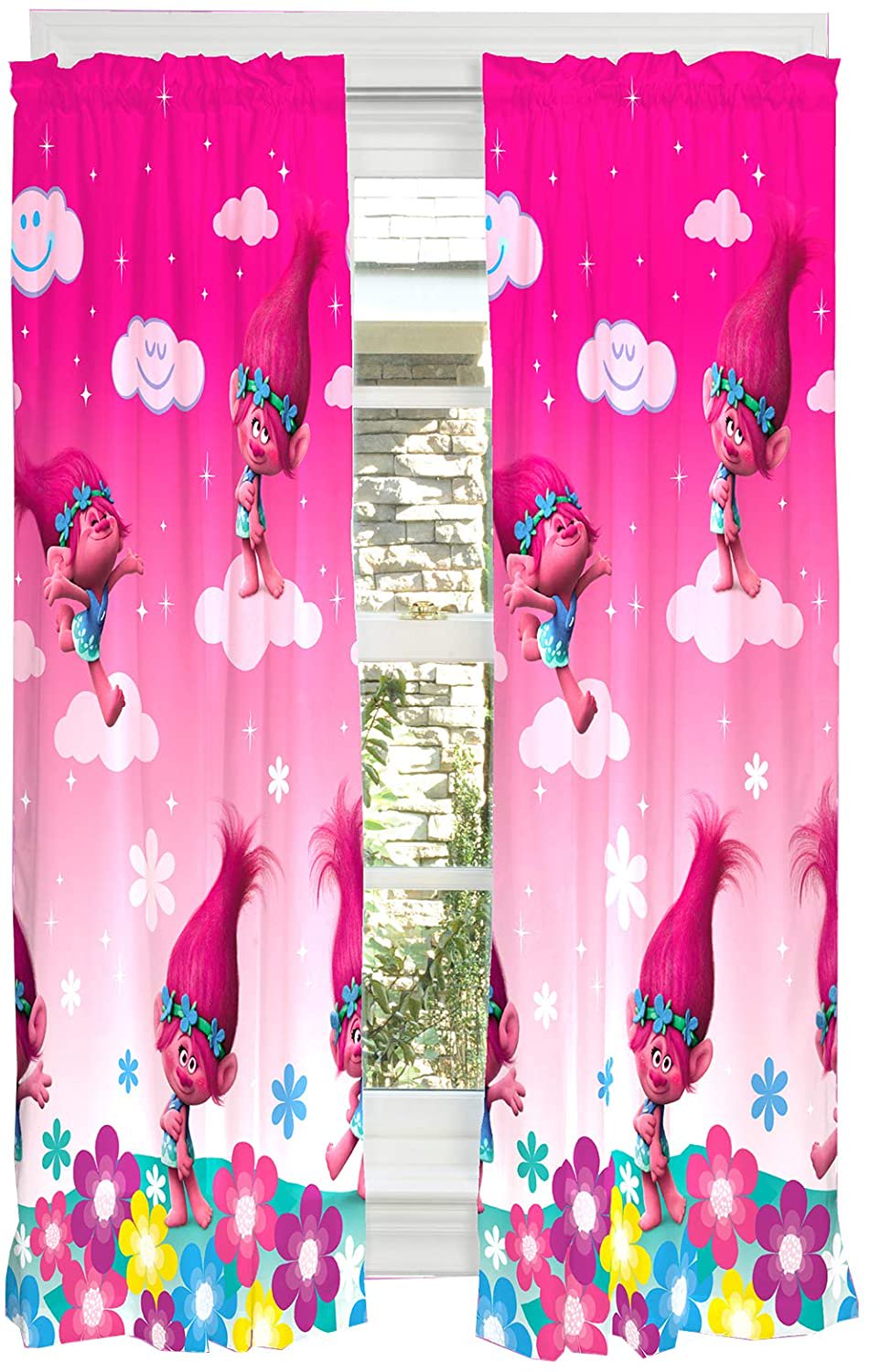 Franco Kids Window Curtain Panels Drapes Set, 82" x 63", Trolls