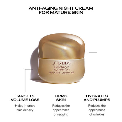 Shiseido Benefiance NutriPerfect Night Cream - 50 mL - Anti-Aging Night Cream for Mature Skin - Improves Look of Wrinkles, Sagging & Dullness