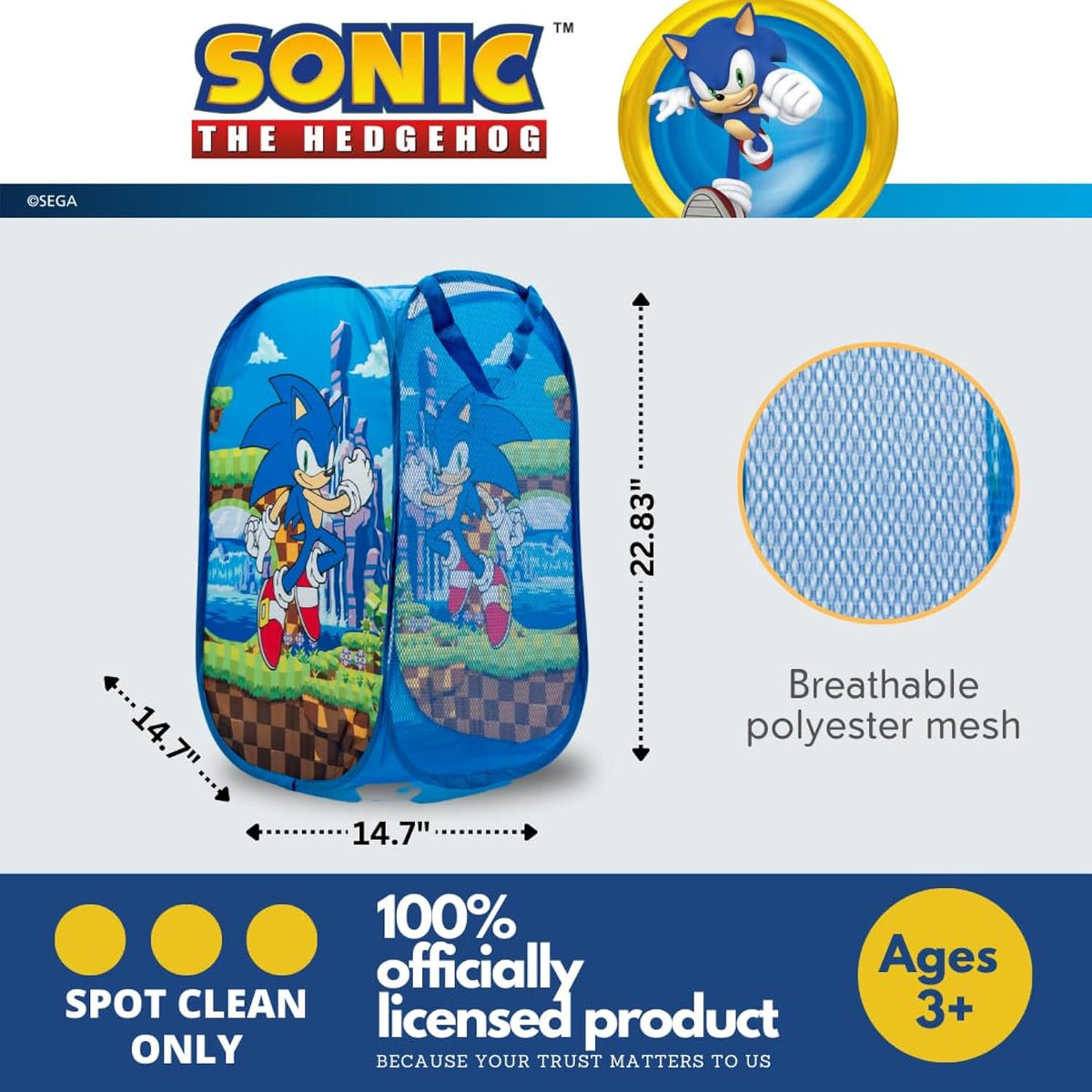 Franco Sonic Anime Kids Room Collapsible Storage Bin Pop Up Hamper