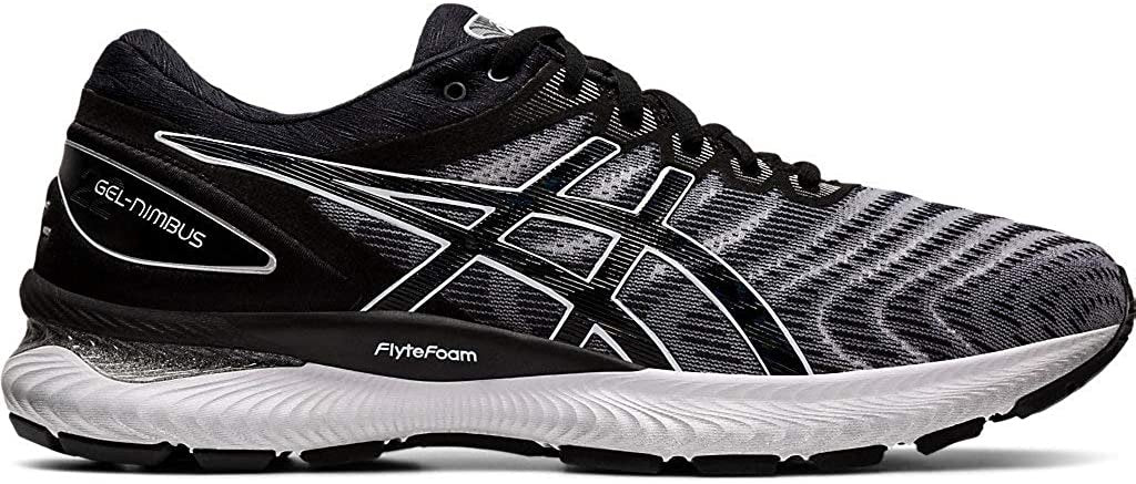 ASICS Men's Gel-Nimbus 22 Running Shoes, 9.5, White/Black
