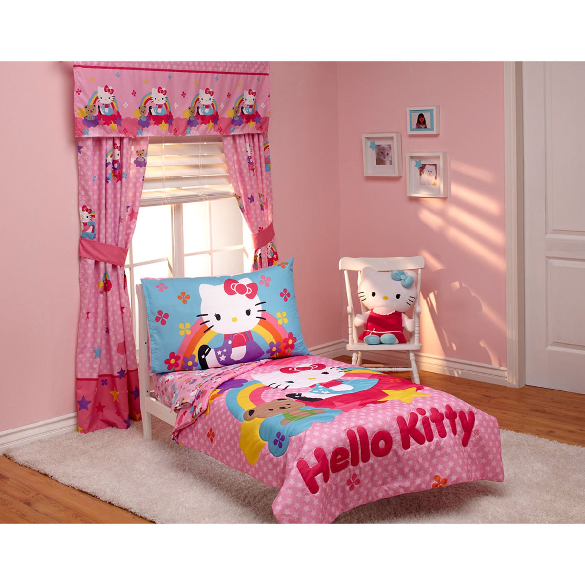 Hello Kitty Stars and Rainbows 4-piece Toddler Bedding Set