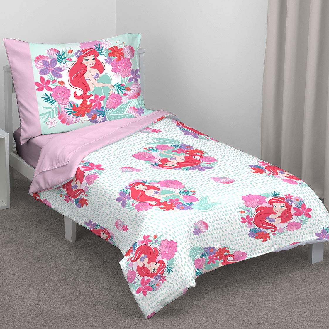 Disney The Little Mermaid 4 Piece Toddler Bedding Set - Ariel Sea Garden