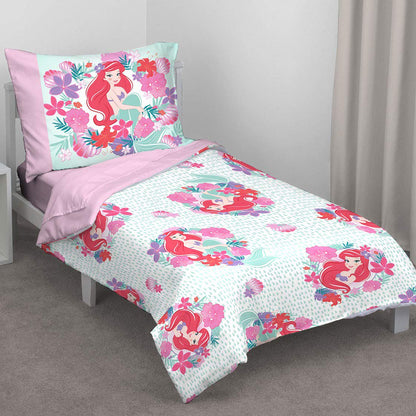 Disney The Little Mermaid 4 Piece Toddler Bedding Set - Ariel Sea Garden