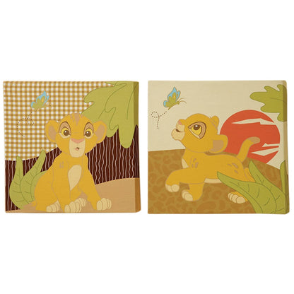Disney Lion King Simba's Wild Adventure 2 Piece Canvas Wall Decor, Brown, Orange, Sage, Ivory