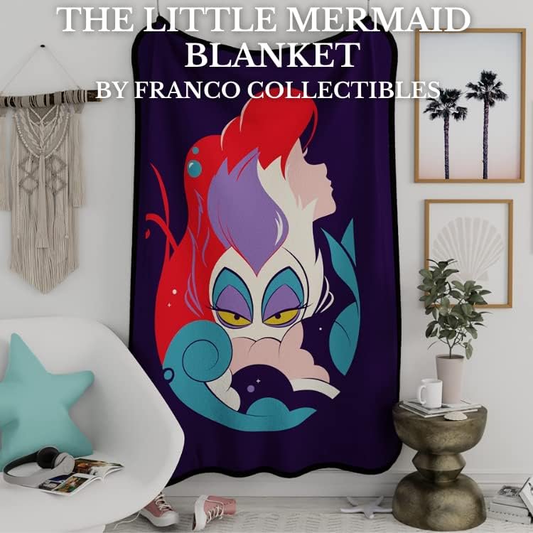 Disney Princess Ariel & Ursula Little Mermaid Super Soft Micro Raschel Throw Blanket, 62 in x 90 in