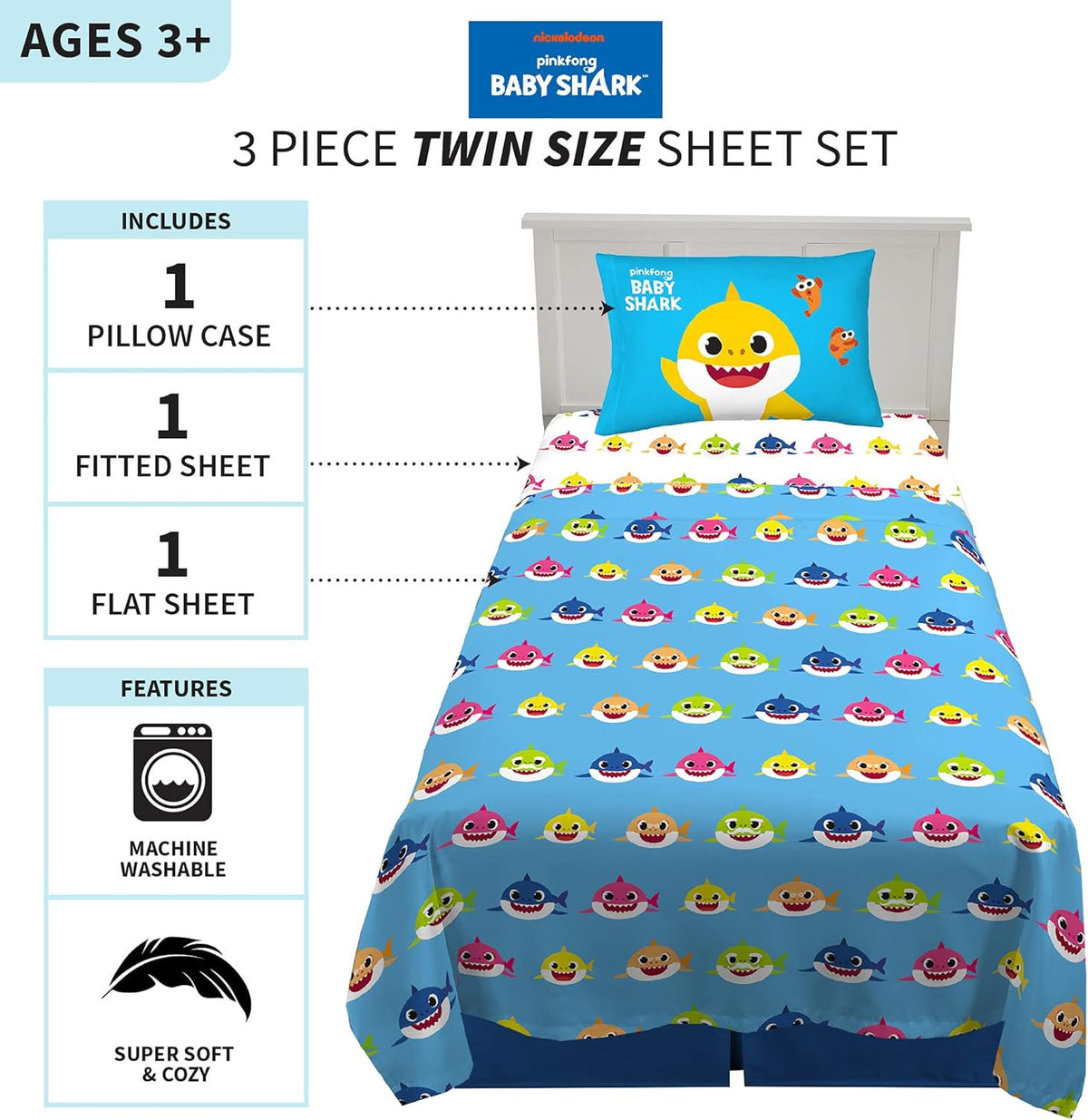 Baby Shark Twin Size Sheet Set