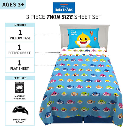 Baby Shark Twin Size Sheet Set