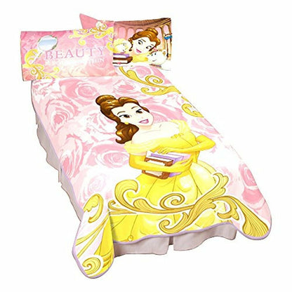 Disney Beauty and The Beast Book Mark Me Blanket Twin Yellow/Pink/White