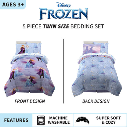Disney Frozen 2 Twin Comforter & Sheets with Sham, 5 Piece Set
