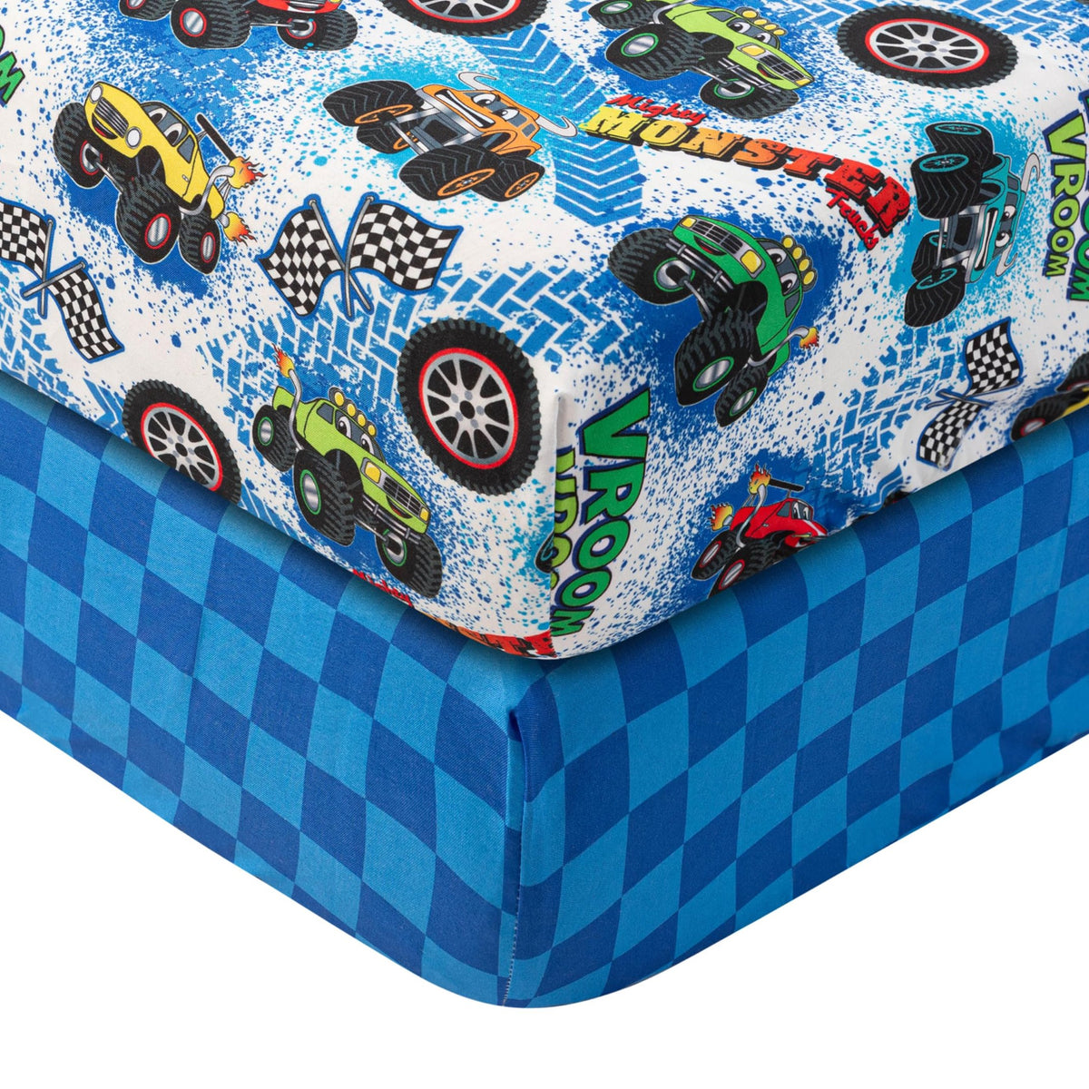 Today's Kids 1-Pack Monster Truck Fitted Baby Crib Sheet Boy - Soft & Breathable Printed Nursery Toddler Bed Sheets for Boys, Elastic Edge with Deep Pockets, Machine Washable, Fits 28" x 52" Mattress