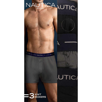 Nautica Men's Boxer Modal Cotton Fit Boxer with Functional Fly Tagless, 3 Pack