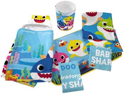 Baby Shark 13Pc Fabric Shower Curtain and Hook Set, Kids Bath, 72”x72”