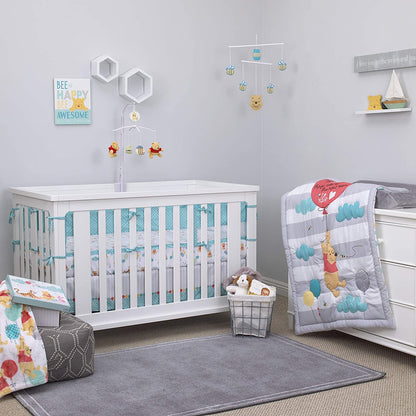 Disney Winnie The Pooh First Best Friend Secure-Me Crib Liner, Aqua/White