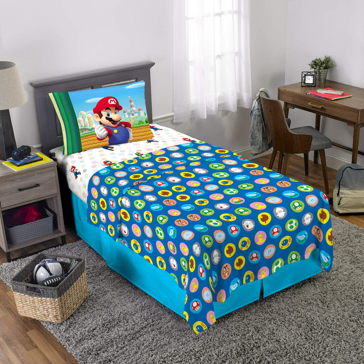 Franco Kids Bedding Super Mario Twin Size Sheet Set