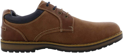 IZOD Jensen Brown Engineered Leather Mens Casual Shoes with Comfortable Memory Foam, Laces