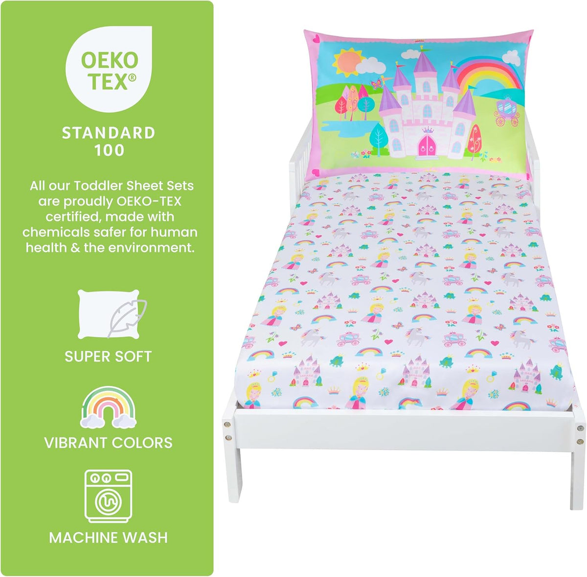 Todays Kids 2-Piece Unicorn Bedding Toddler Sheet Set - Breathable 100% Soft Brushed Microfiber Polyester, Standard Size Crib Sheet Set - Gentle on Delicate Skin - Fitted Toddler Sheets & Pillowcase