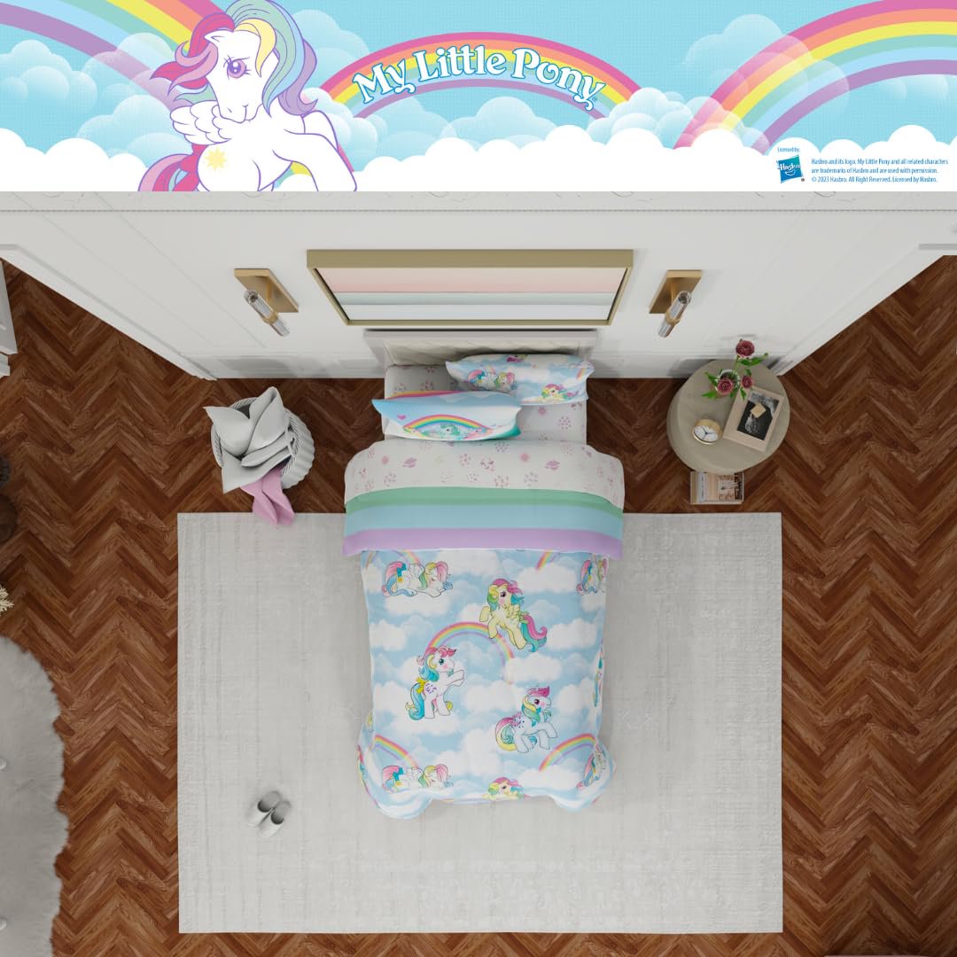 Franco Collectibles My Little Pony Classic Retro Unicorn Rainbow 5-Pc Twin Comforter and Sheet Set with Sham