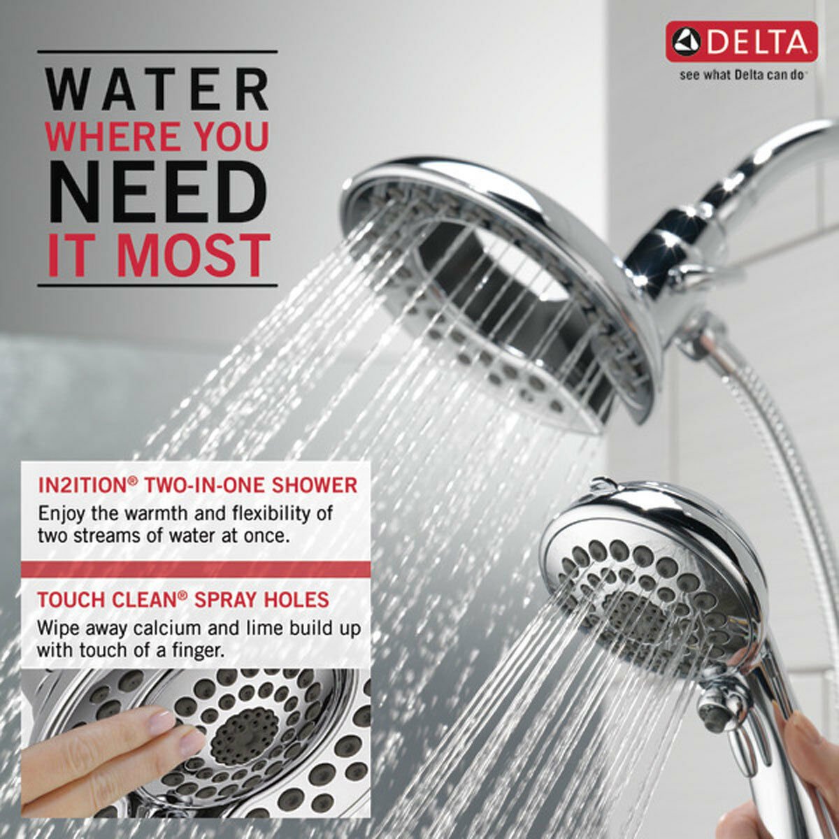 Delta Faucet 5-Spray / Massage In2ition 2-in-1 Hand Held Shower Head System