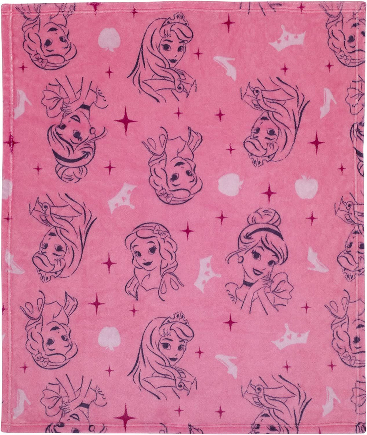 Disney Princess Pink & Purple Aurora, Snow White, & Cinderella Super Soft Baby Blanket, Pink, Purple