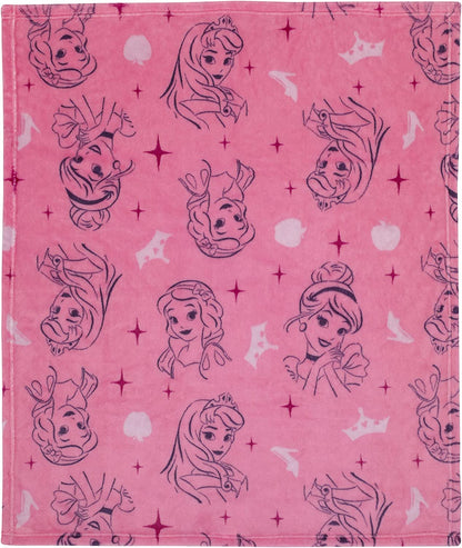 Disney Princess Pink & Purple Aurora, Snow White, & Cinderella Super Soft Baby Blanket, Pink, Purple