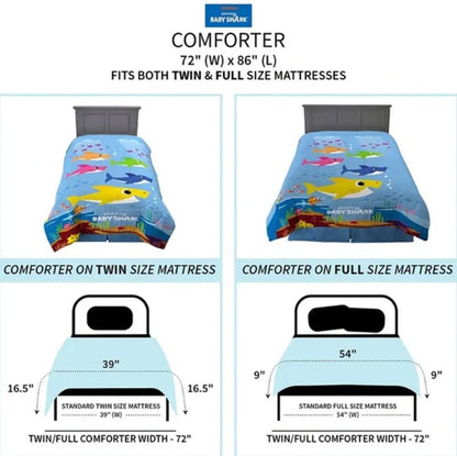 Franco Kids Bedding Baby Shark Soft Microfiber Twin/Full Comforter