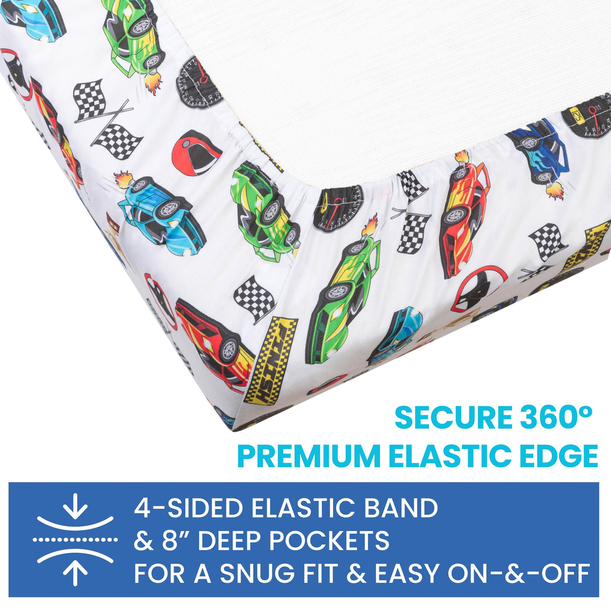 Today's Kids 1-Pack Monster Truck Fitted Baby Crib Sheet Boy - Soft & Breathable Printed Nursery Toddler Bed Sheets for Boys, Elastic Edge with Deep Pockets, Machine Washable, Fits 28" x 52" Mattress