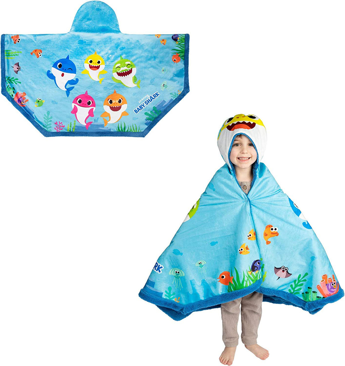 Baby Shark Kids Snuggle Wrap Wearable Blanket, 31 in x 55 in