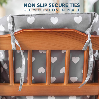 Todays Kids Baby High Chair Cover Pad - Wooden High Chair Cushion, High Chair Cover Replacement, Machine Washable & Easy to Install, Hearts Pattern