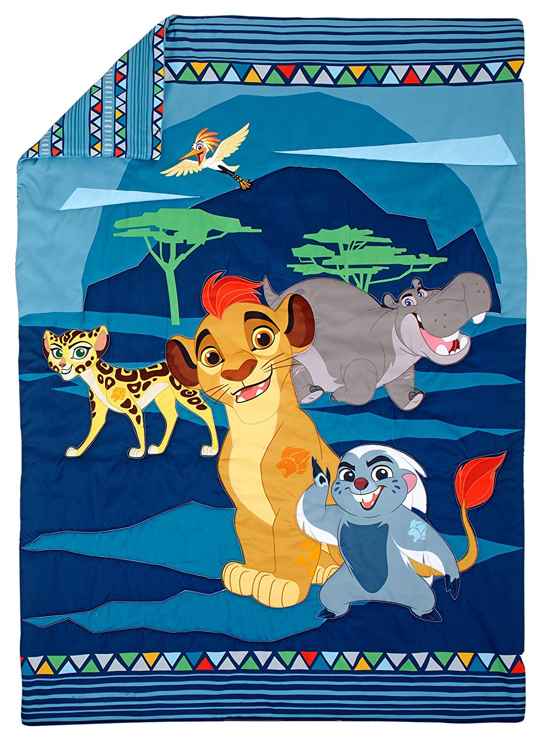 Disney Lion Guard Wild Team 4 Piece Toddler Bedding Set, Blue/Gray/Tan