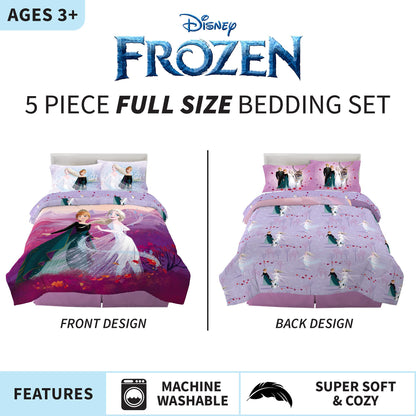 Disney Frozen 2 Kids Bedding Full Size Comforter & Sheets, 5 Piece Set