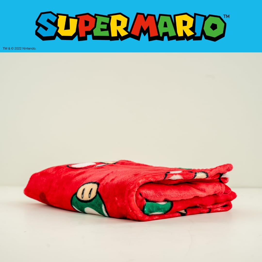 Franco Nintendo Super Mario Gaming Toad Plush Throw Blanket, 46 in x 60 in