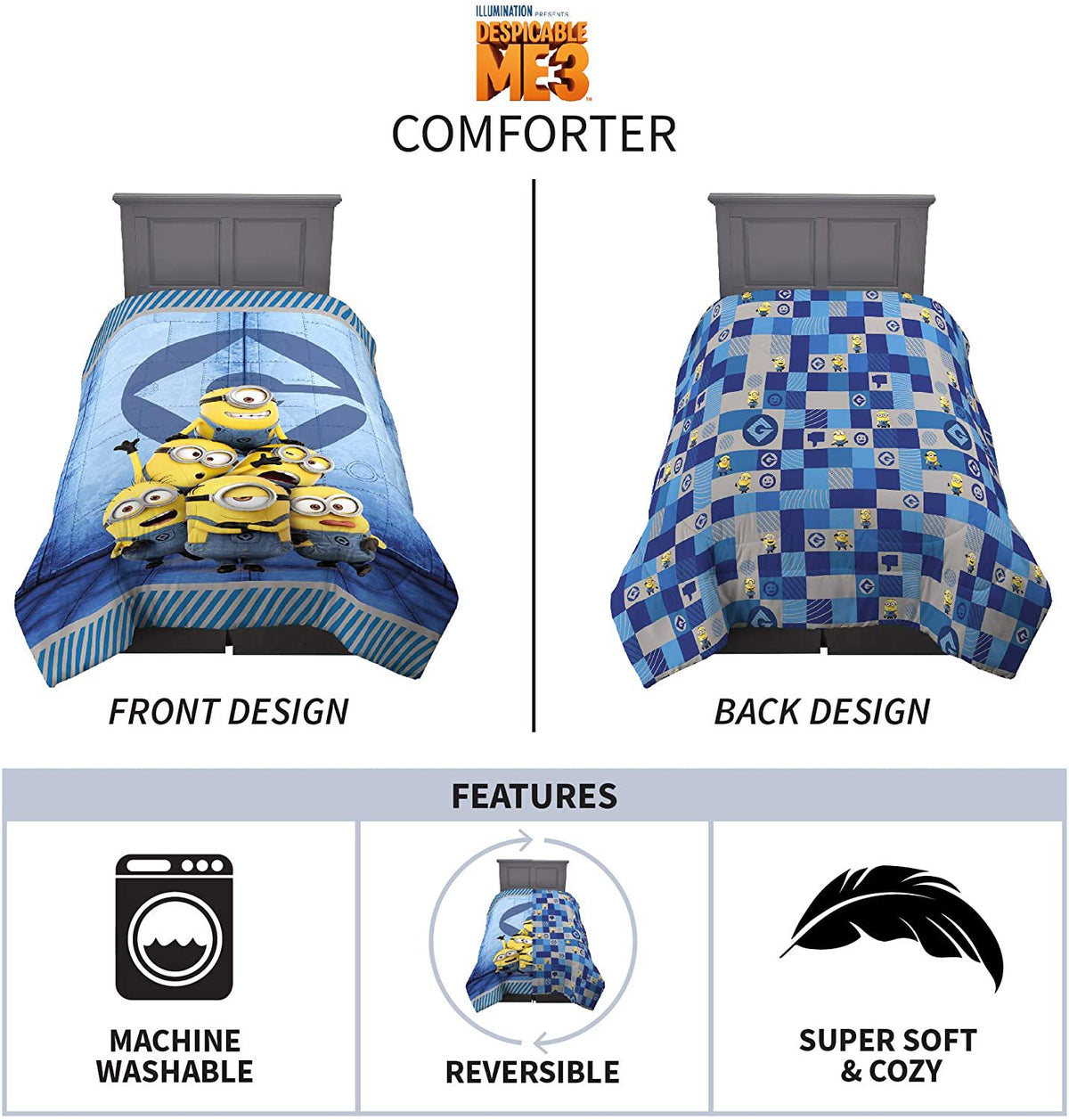 Franco Kids Bedding Despicable Me Minions Twin/Full Comforter, Size 72" x 86"