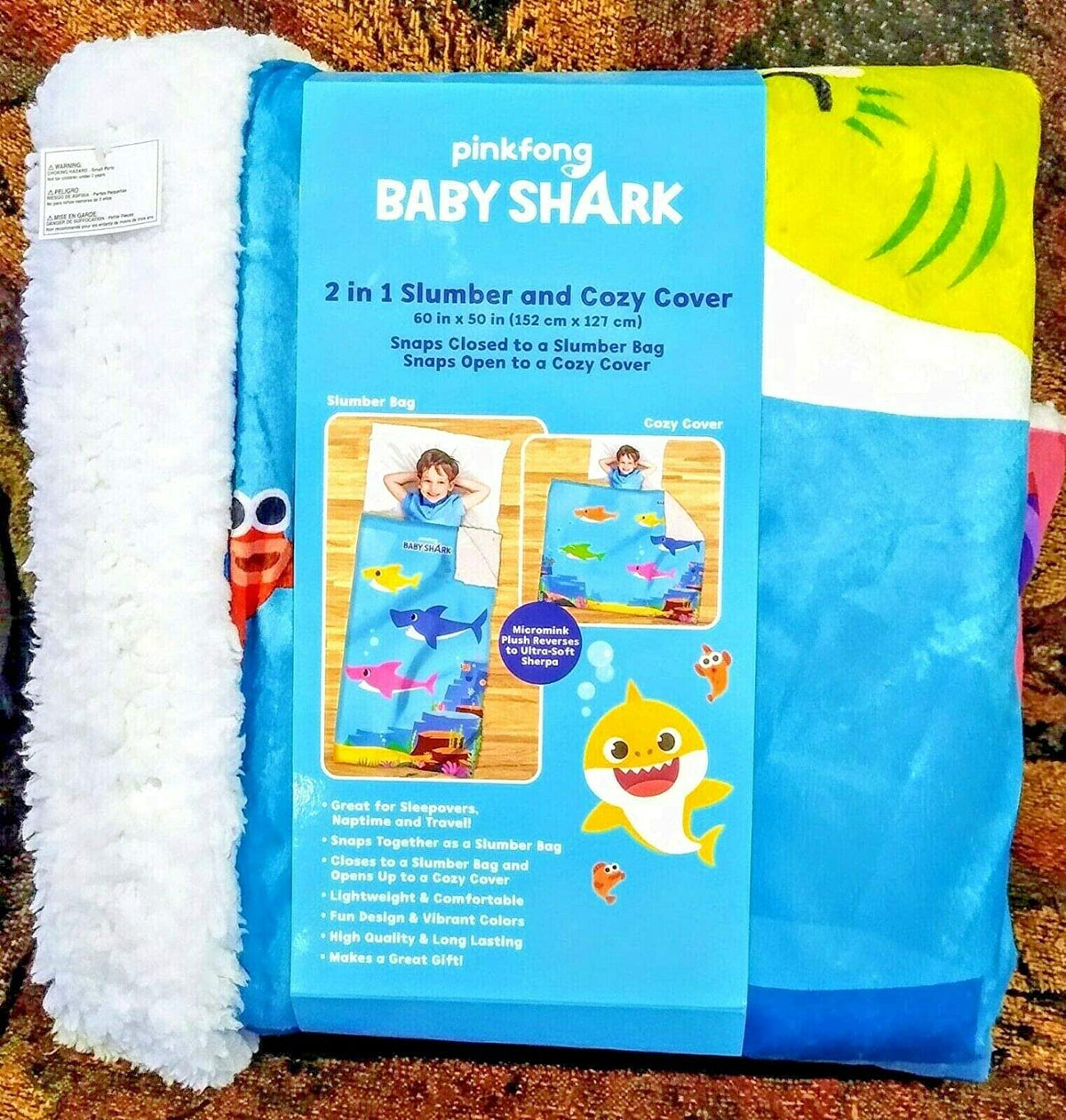 Franco Manufacturing Co. Baby Shark 2-in-1 Cozy Cover & Slumber Bag