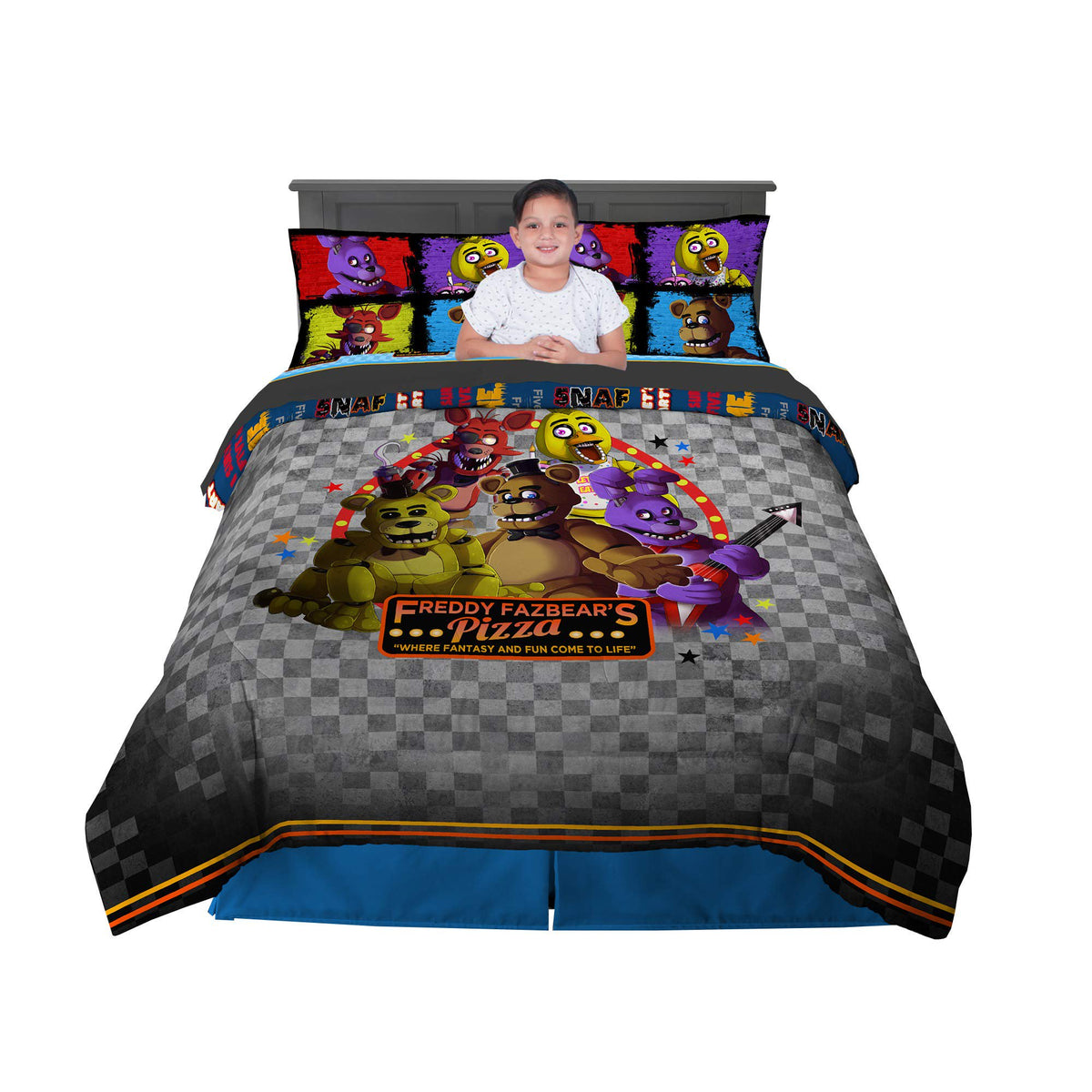 Franco Kids Bedding Five Nights at Freddy's Full Size Comforter and Sheet, 5 Piece Set