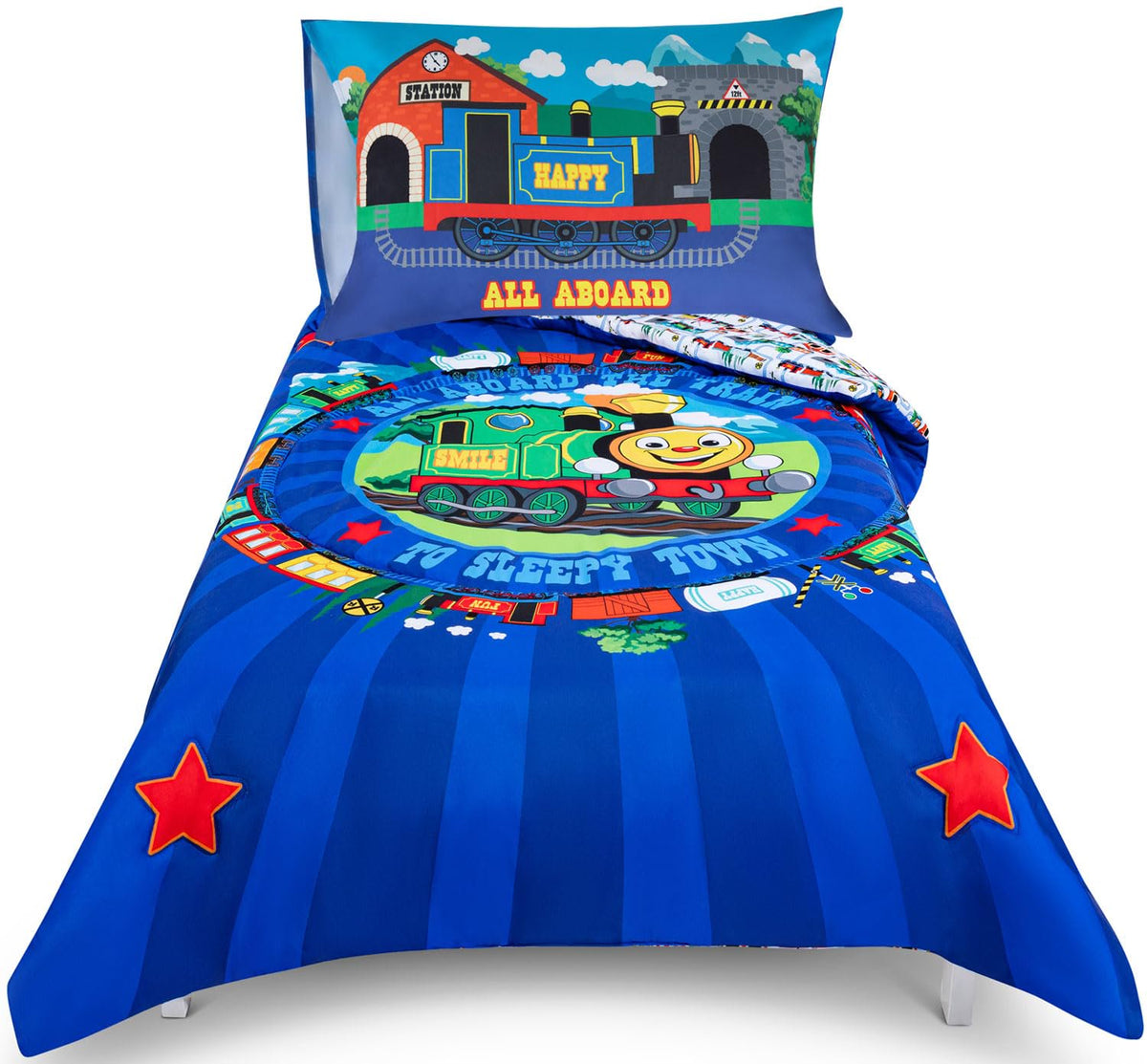 Todays Kids Monster Trucks Toddler Bedding Set for Boys - 4-Piece Toddler Bed Comforter Sets for Boys, Reversible Comforter & Pillowcase, Flat Sheet, Fitted Sheet, Breathable & Super Soft Microfiber