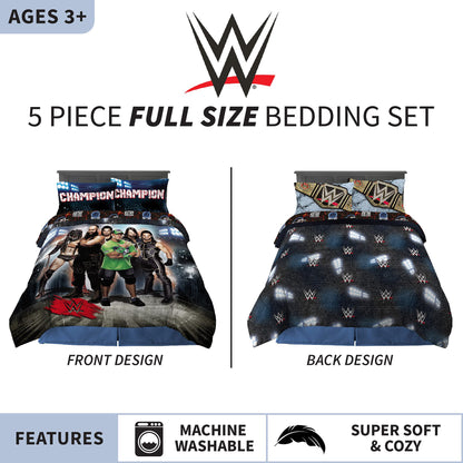Franco Kids Bedding WWE Full Comforter & Sheet Set, 5 Piece Set