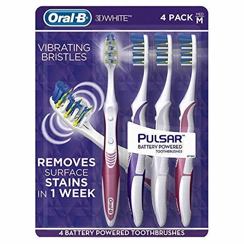 Oral-B Pulsar Vibrating Bristles Battery Powered Toothbrush, Medium, 4 Pack