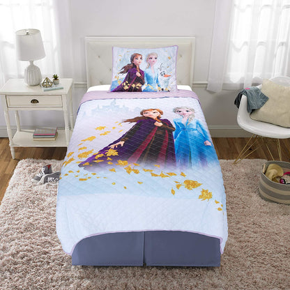 Disney Frozen 2 Soft Microfiber Quilt and Pillow Sham Set, Twin/Full Size 72" x 86"