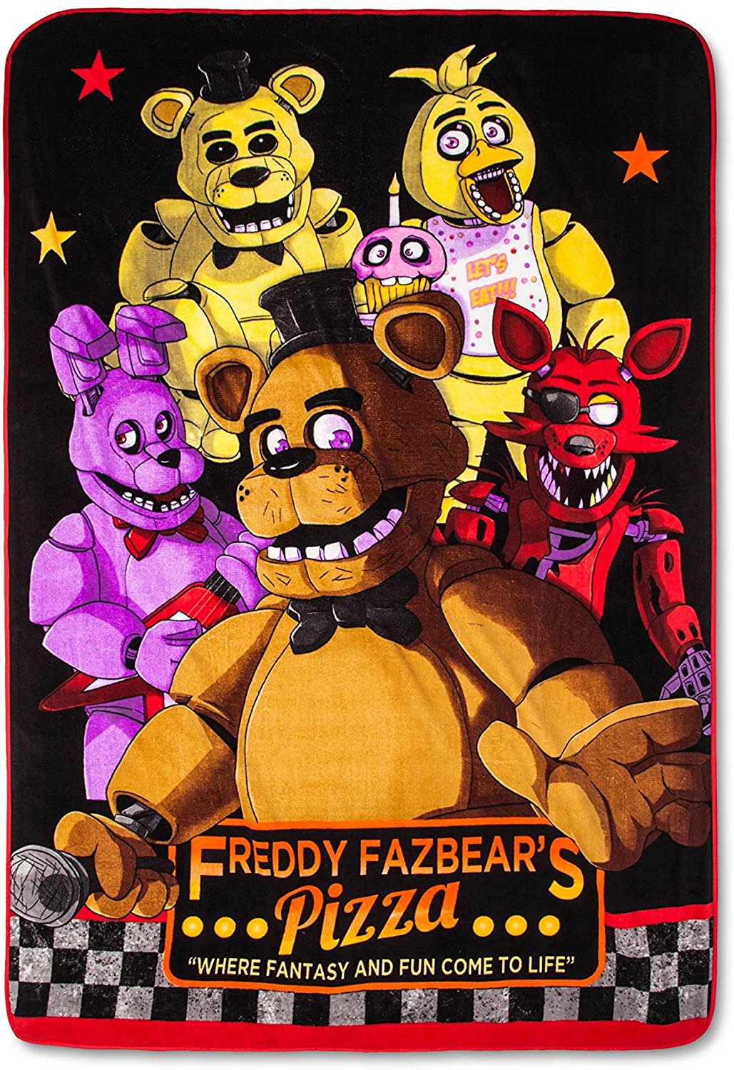 Five Nights at Freddy's Twin Bed Plush Blanket Size 62" x 90"
