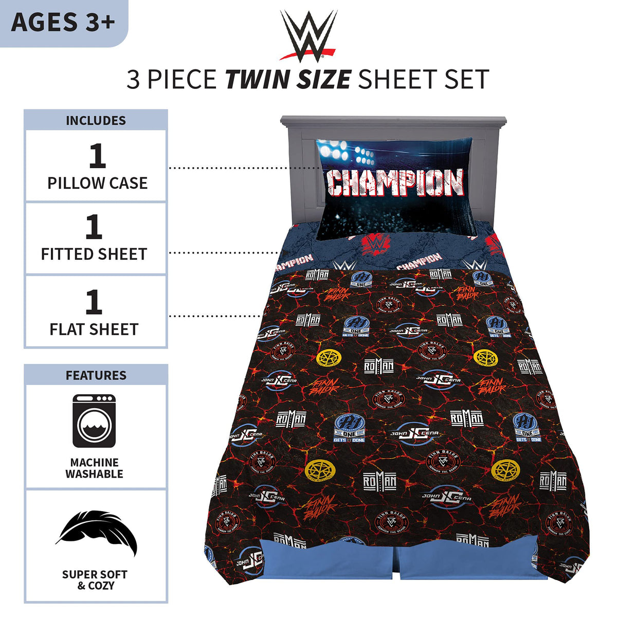 Franco Kids Bedding WWE Armageddon Twin Size Sheet Set