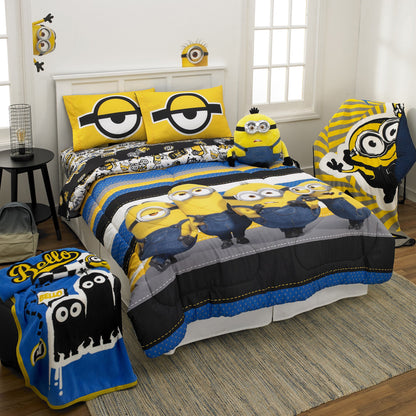 Minions The Rise Of Gru Kids Bedding Super Soft 5 Piece Full Size Comforter & Sheet Set
