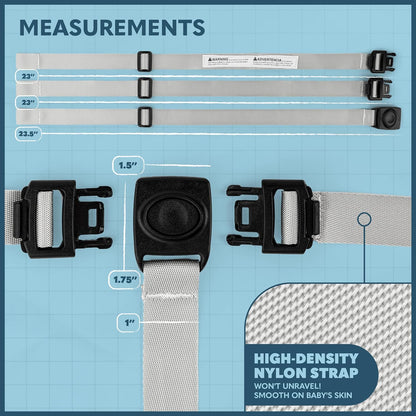 Today's Kids High Chair Straps Replacement Compatible with IKEA Antilop High Chair - Heavy Duty 3 Point Harness Seat Belt, Adjustable Durable Polyester, Soft & Comfortable on Baby's Skin - Gray