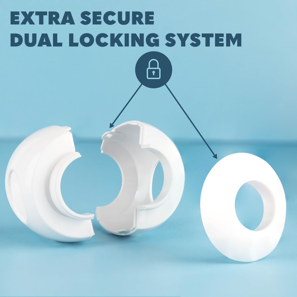 Todays Kids Baby Proofing Door Knob Covers 4 Pack - Easy to Install Child Safety Locks for Doors, Durable & Reusable Child Proof Door Lock, Dual-Lock & Versatile Design, Fits Round Doorknobs, White