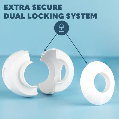 Todays Kids Baby Proofing Door Knob Covers 4 Pack - Easy to Install Child Safety Locks for Doors, Durable & Reusable Child Proof Door Lock, Dual-Lock & Versatile Design, Fits Round Doorknobs, White