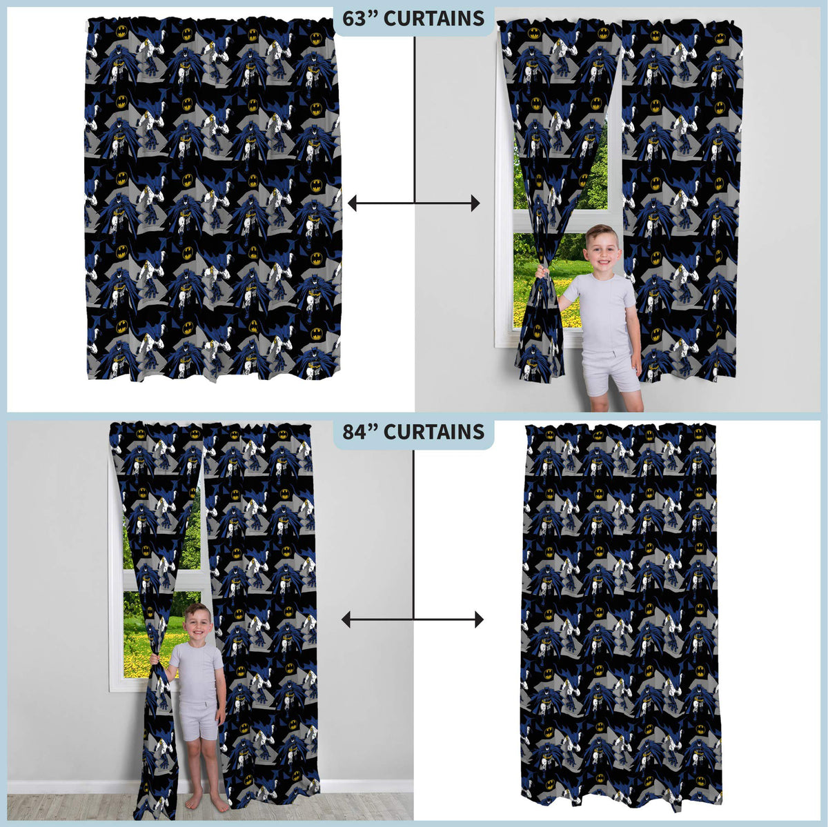 Franco Kids Batman Window Curtains Drapes Set, 82 in x 63 in