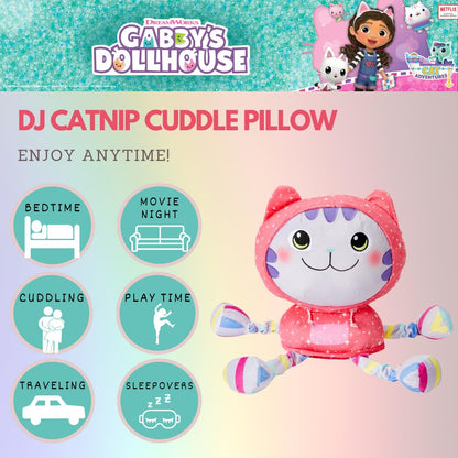 DreamWorks Gabby's Dollhouse DJ Catnip Plush Cuddle Pillow Buddy, 20" x 9.5"